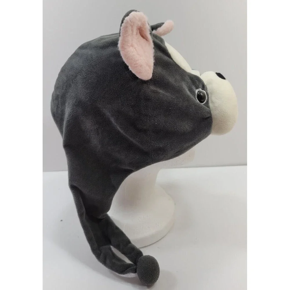 Cute Bulldog Head Beanie Winter hat with chinstrap